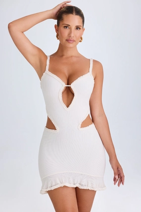 Ruffle-Appliqu Cut-Out Mini Dress in White Dresses outlet online