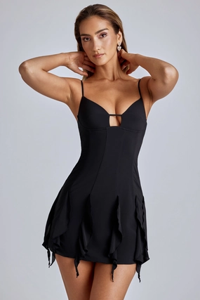 Ruffle Mini Dress in Black Dresses - dresses on sale