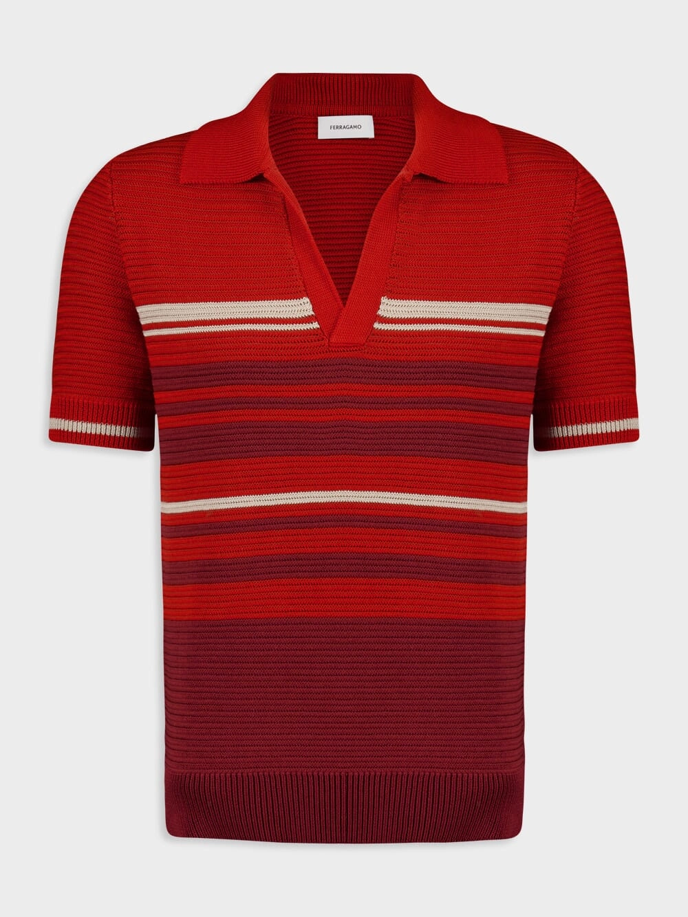 Rust and Red Striped Cotton Knit Polo Tops Mens - men's t-shirts outlet