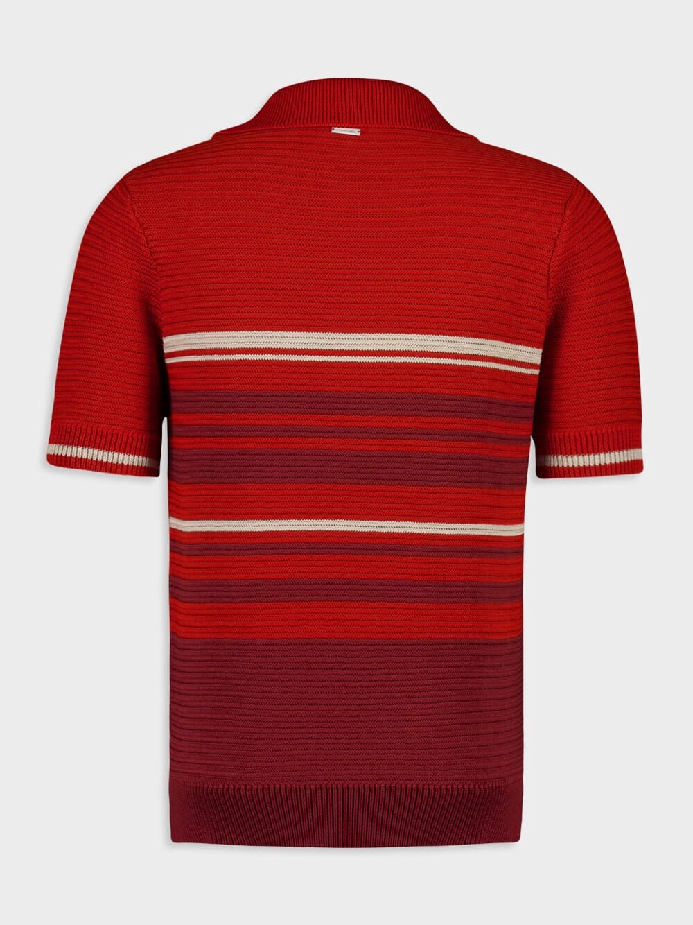 Rust and Red Striped Cotton Knit Polo