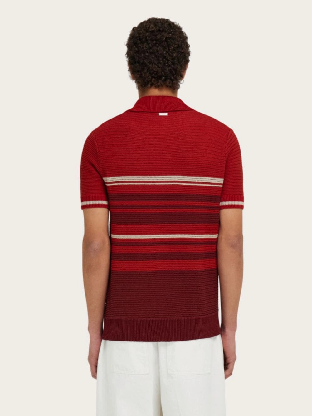 Rust and Red Striped Cotton Knit Polo