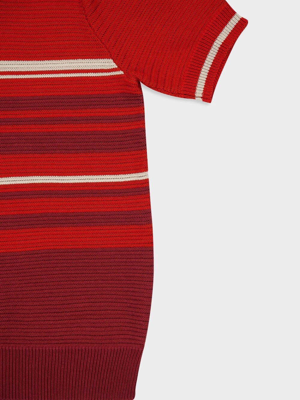 Rust and Red Striped Cotton Knit Polo