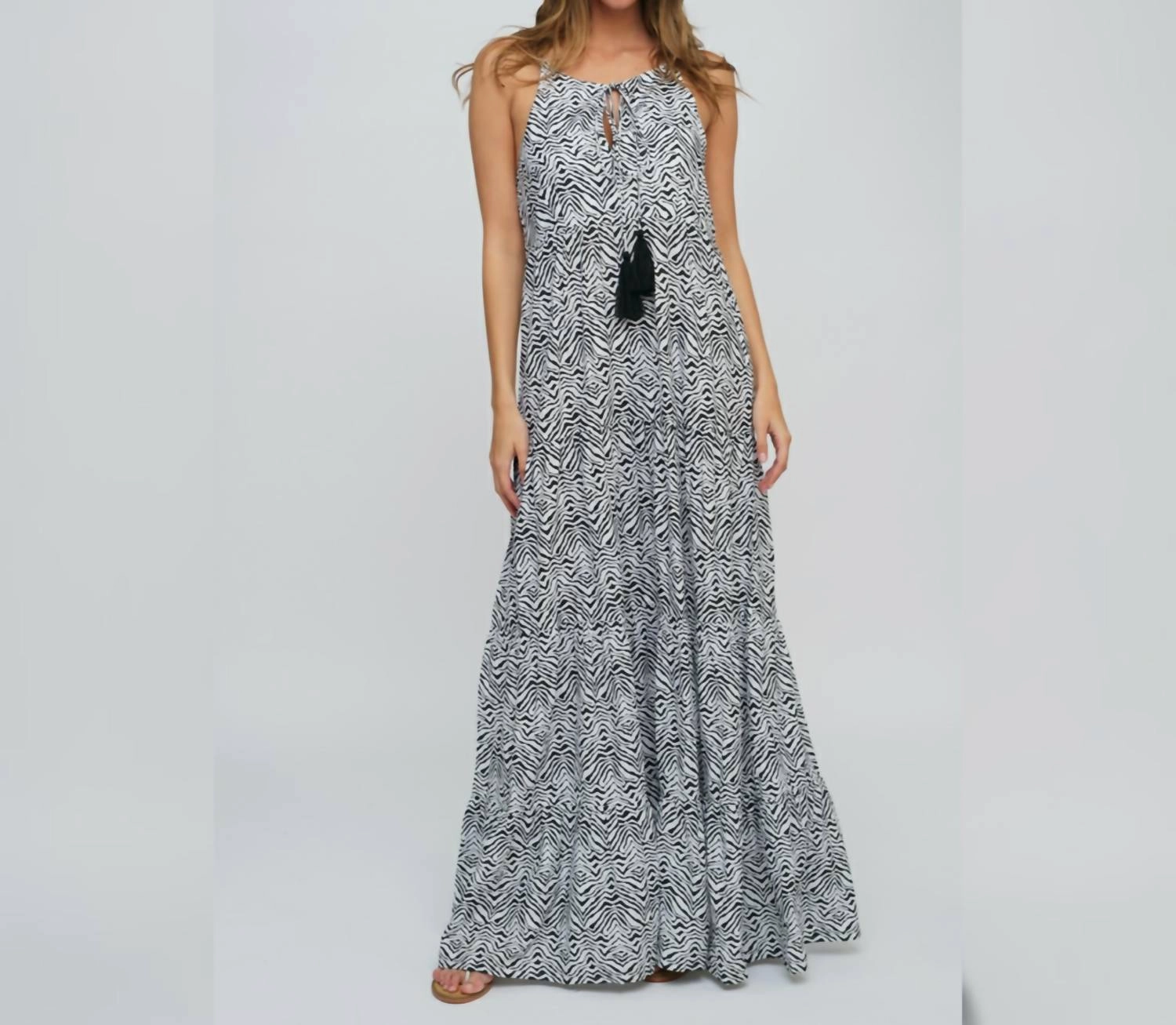 Safari Maxi Dress In Black And White