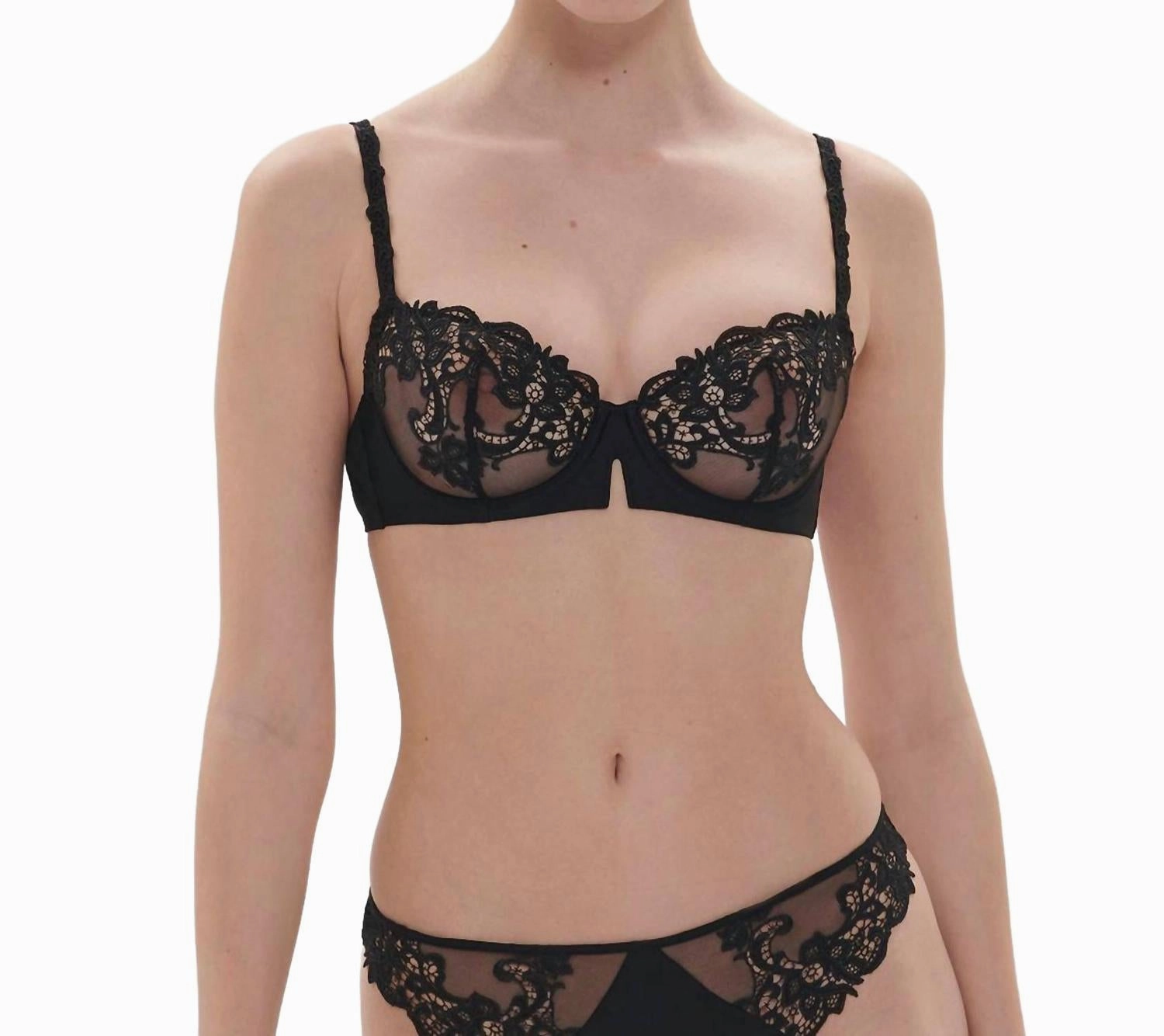 Saga Sheer Demi Bra In Black