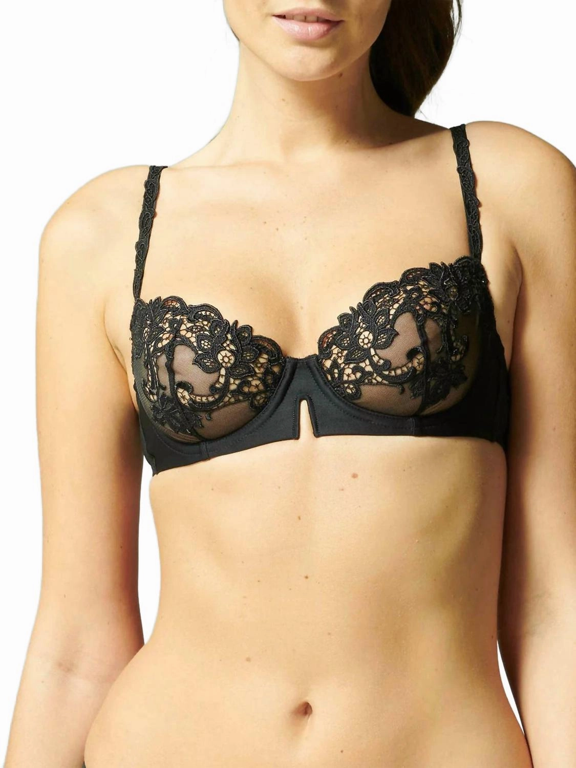Saga Sheer Demi Bra In Black