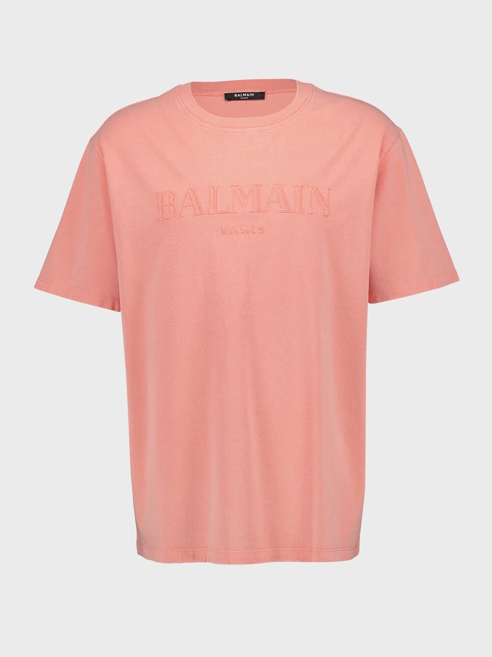 Salmon Vintage Balmain Embroidered T-Shirt Tops Mens - flannel shirts