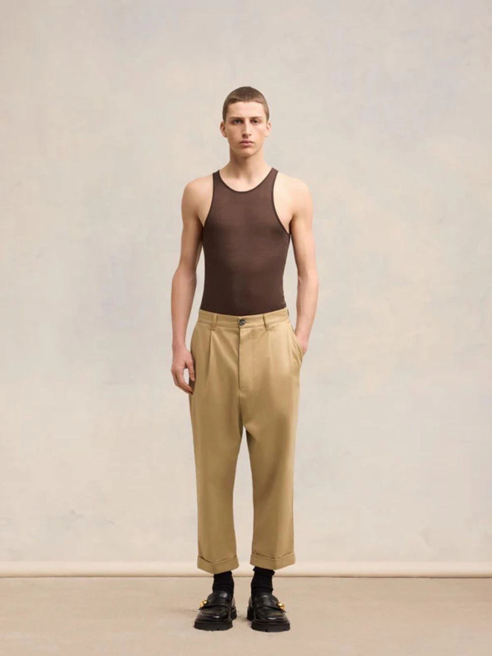 Sand Carrot Fit Cotton Trousers