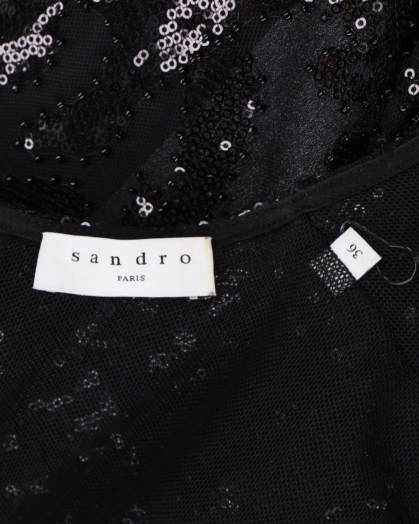 Sandro Embellished Sequin Mini Dress in Black Polyester