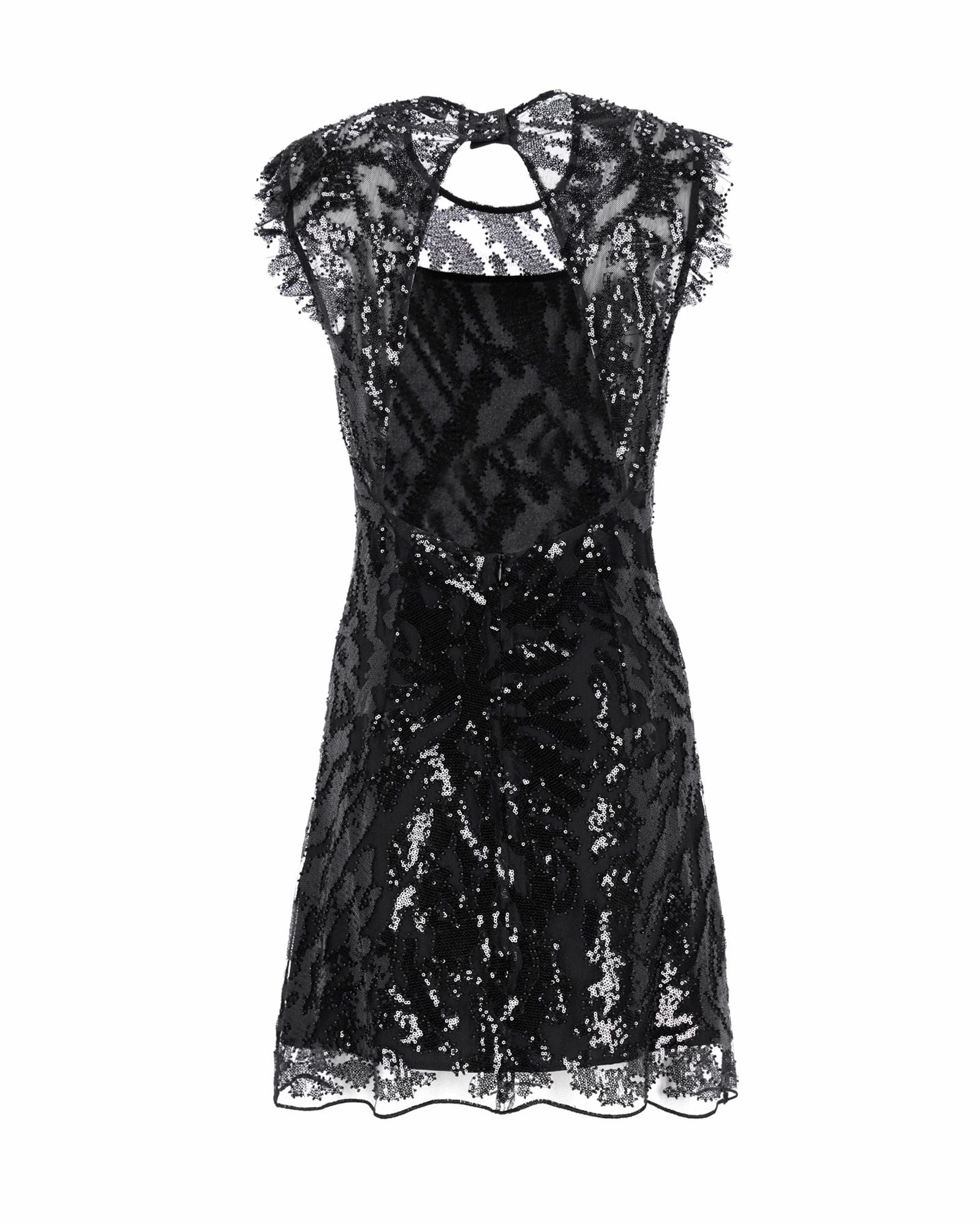 Sandro Embellished Sequin Mini Dress in Black Polyester