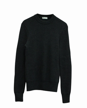 Sandro Paris Checked Pattern Texture Sweater in Dark Grey Wool turtleneck sweaters sale