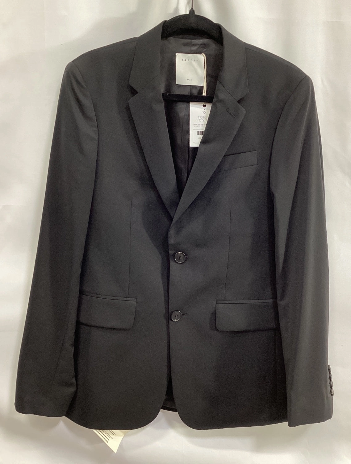 Sandro Paris Single-Breasted Blazer in Black Wool