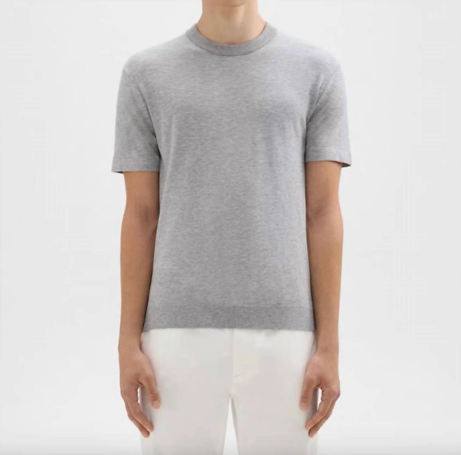 Sarior Short-Sleeve Sweater In Heather Grey chunky knit discount