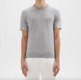 Sarior Short-Sleeve Sweater In Heather Grey chunky knit discount