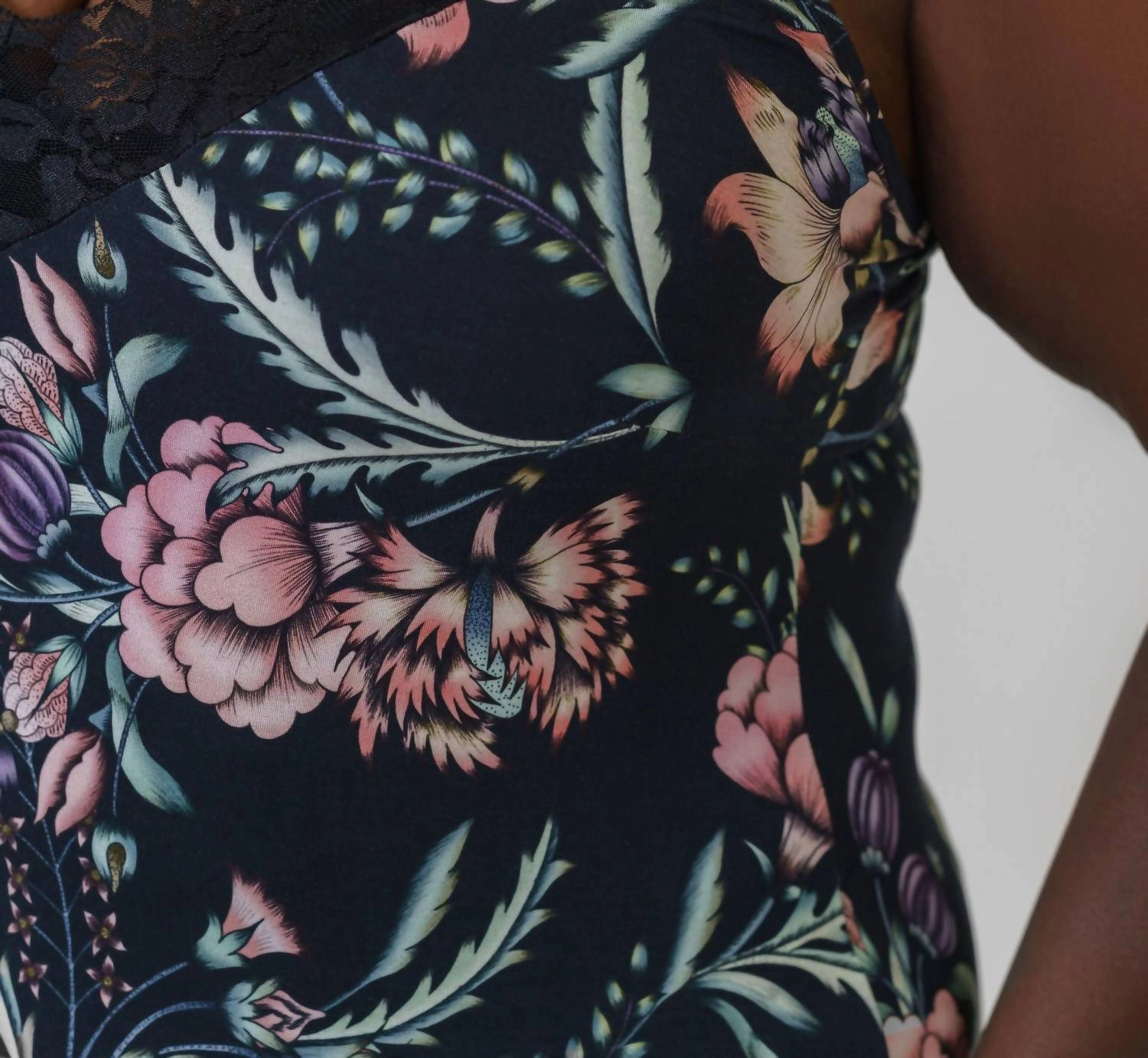 Satin & Lace Mini Slip In Navy
