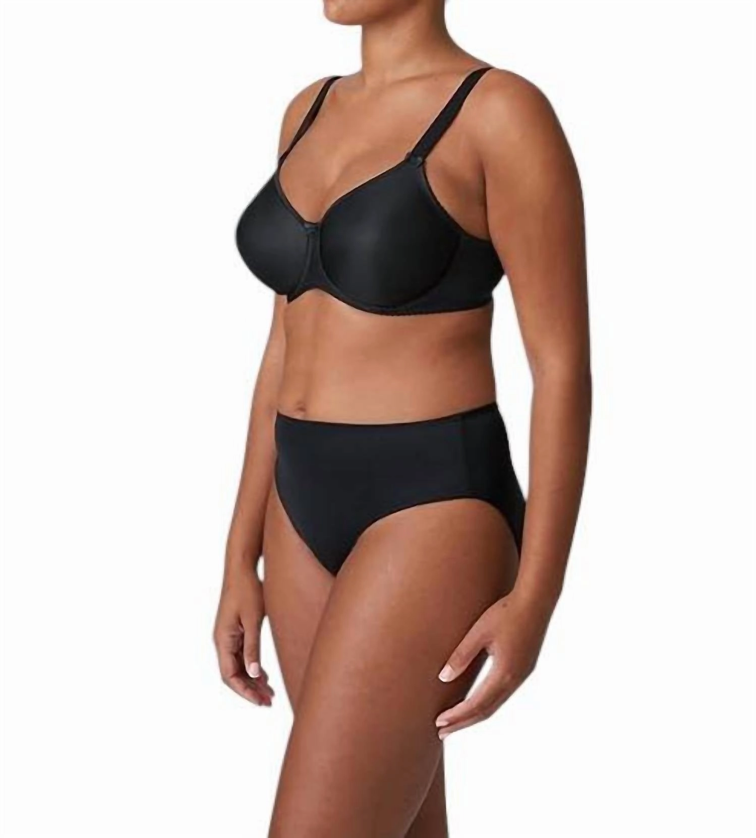 Satin Seamless Underwire Bra In Black