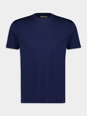 Sea Blue Lyocell Cotton T-Shirt Tops Mens - flannel shirts