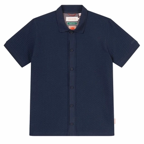 Sealskinz Stokesby SS Button Through Jacquard Polo Shirt Navy mens t-shirts outlet