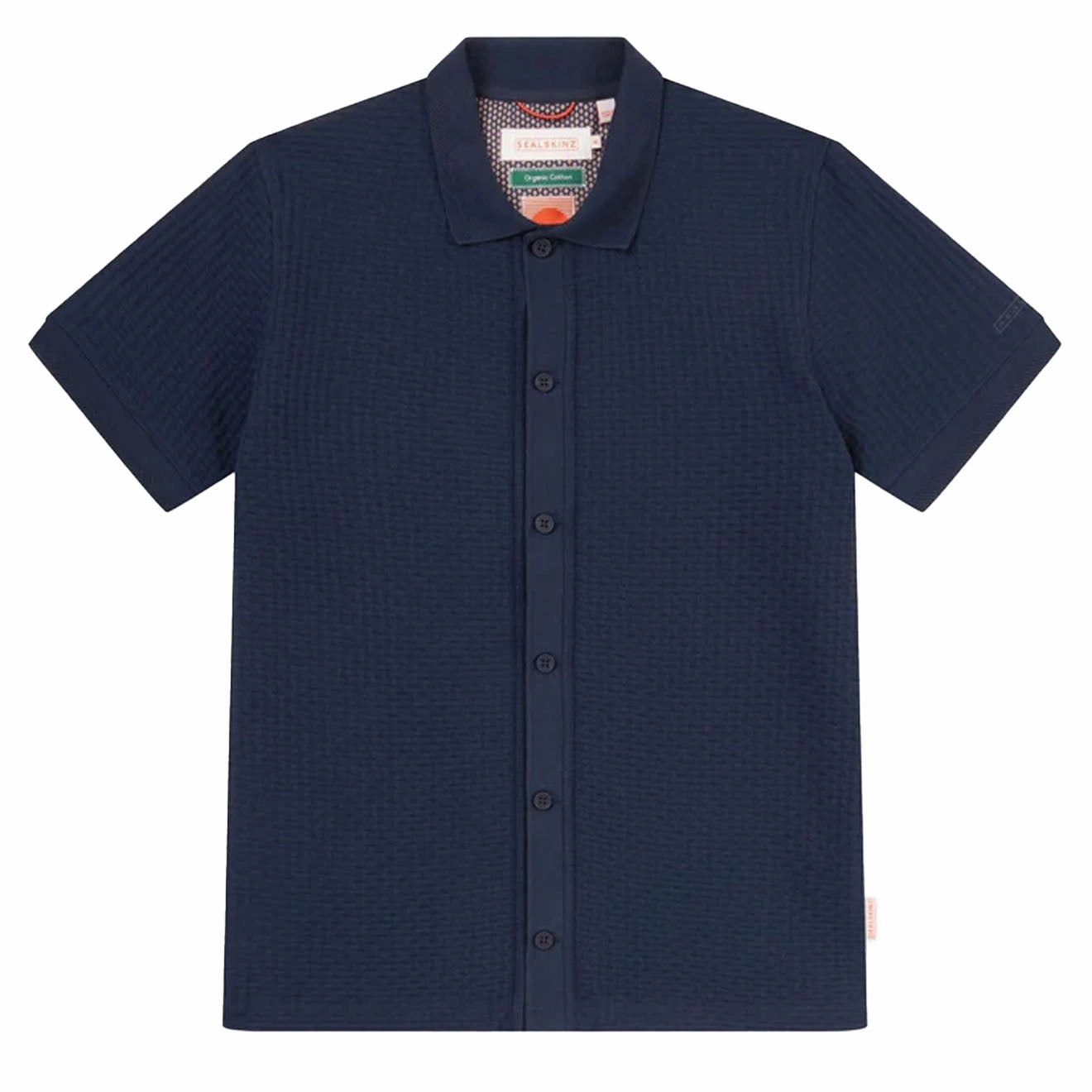 Sealskinz Stokesby SS Button Through Jacquard Polo Shirt Navy mens t-shirts outlet