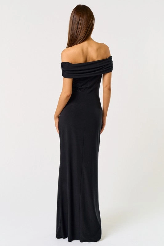 Seashell Radiance Off Shoulder Maxi Dress