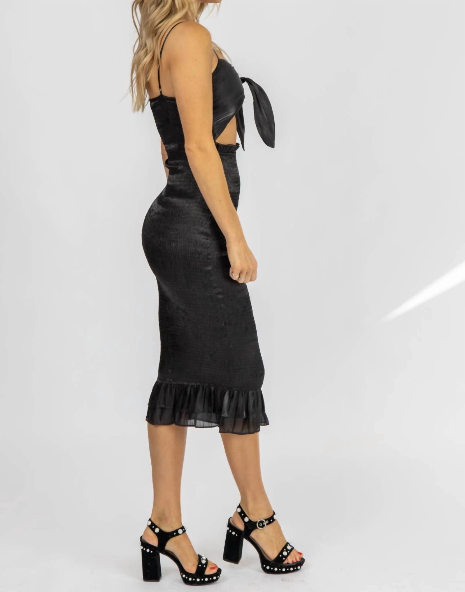 Silky Front Cutout Midi In Black