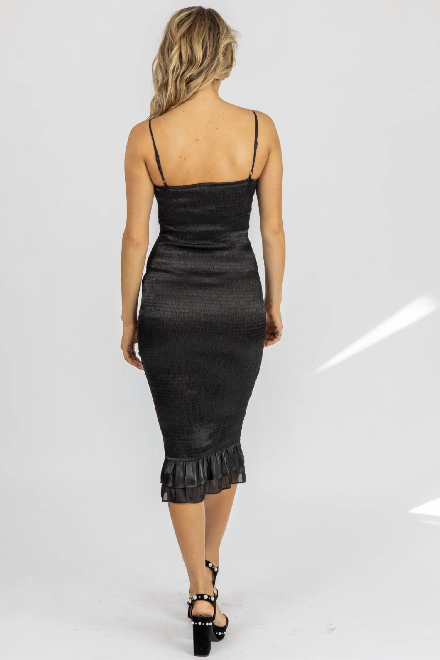 Silky Front Cutout Midi In Black
