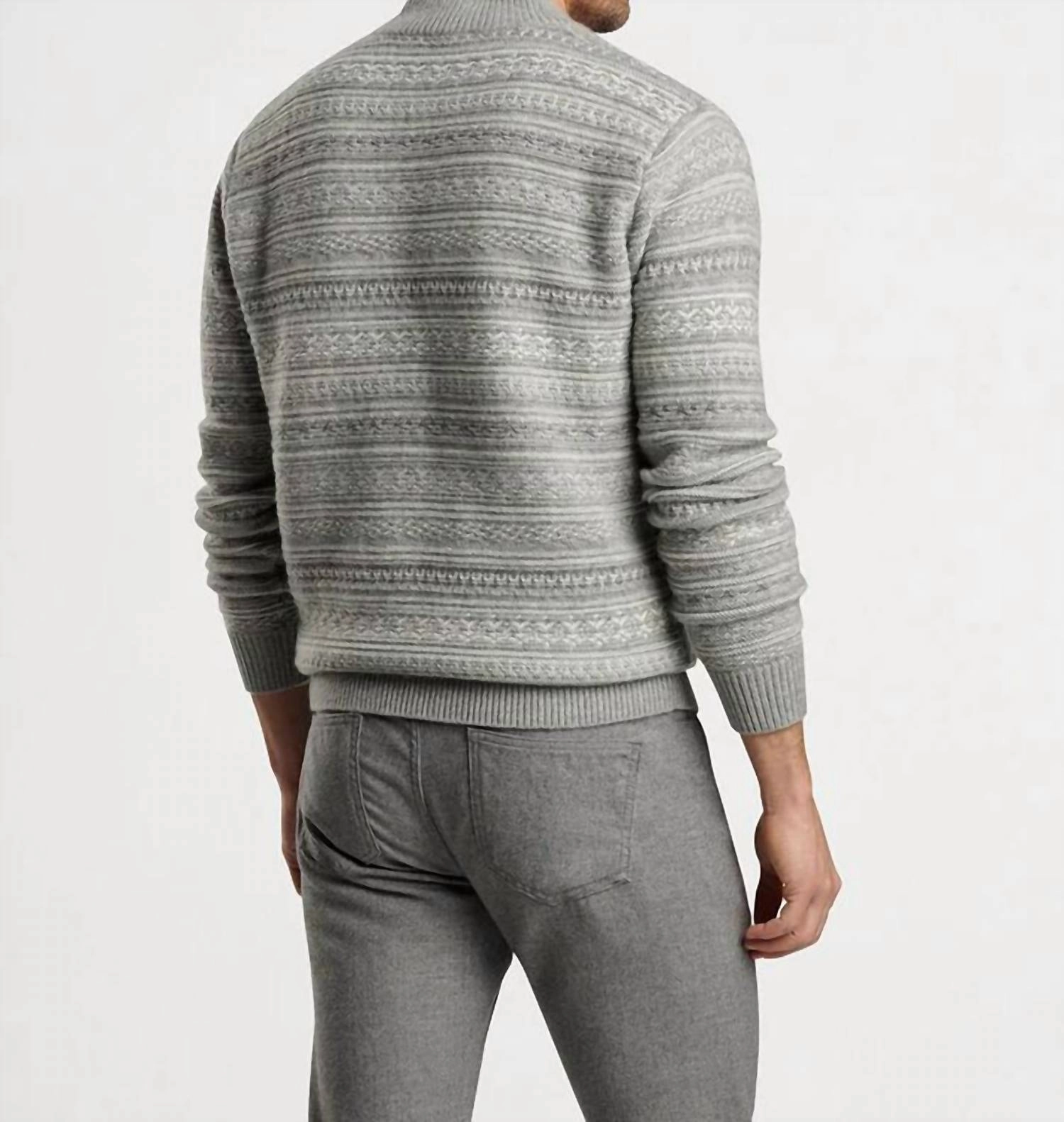 Silverton Jaquard 1/4 Zip Sweater In Gale Grey