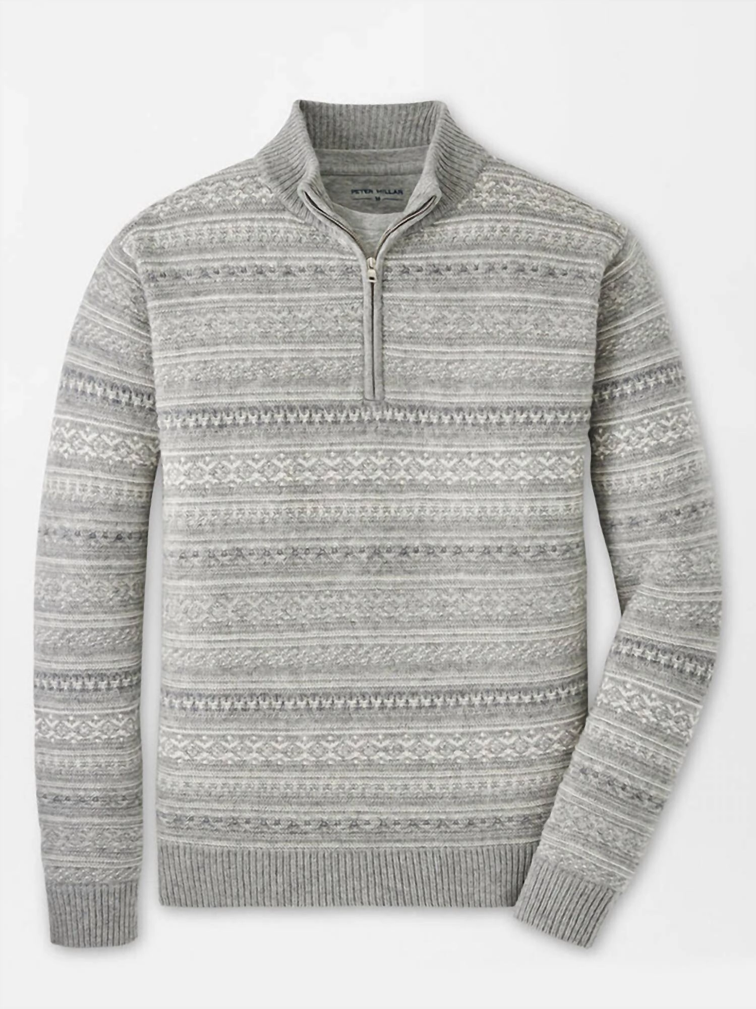 Silverton Jaquard 1/4 Zip Sweater In Gale Grey
