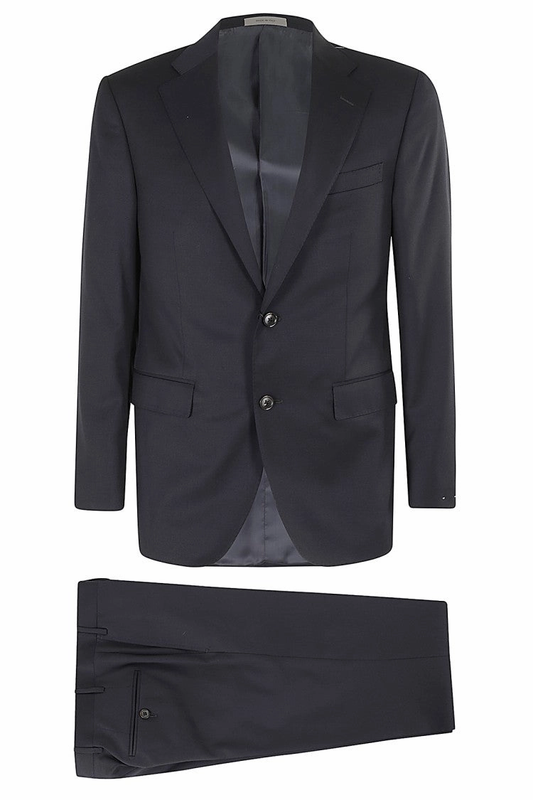 Single-Breasted Wool Twill Suit With Front Pockets