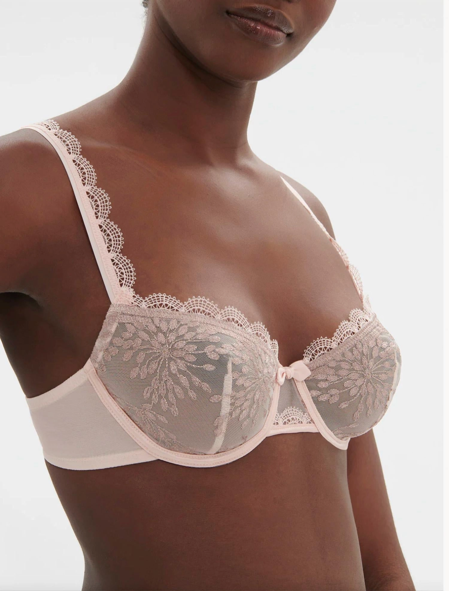 Singuliere Sheer Demi Bra In Petal Powder