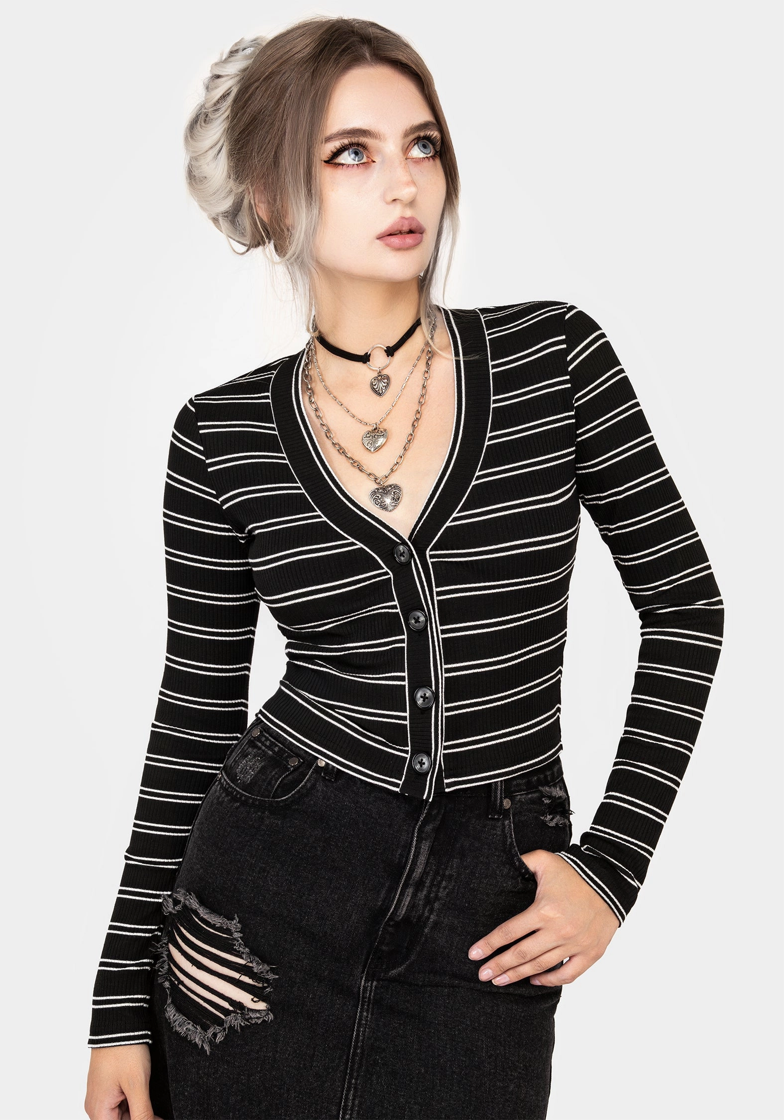 Slash Cropped Cardi Tops Womens - women's blouses clearance