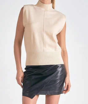 Sleeveless Mock Neck Sweater In Off-White chunky knit discount