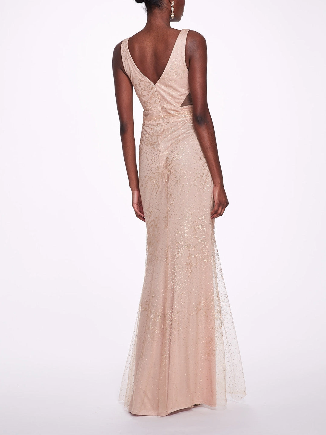 Sleeveless V-neck Glitter Gown