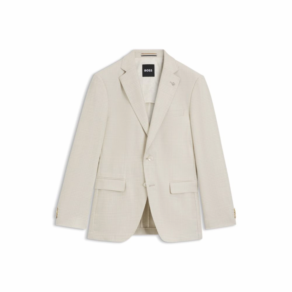 Slim-fit blazer in checked wool, silk and linen