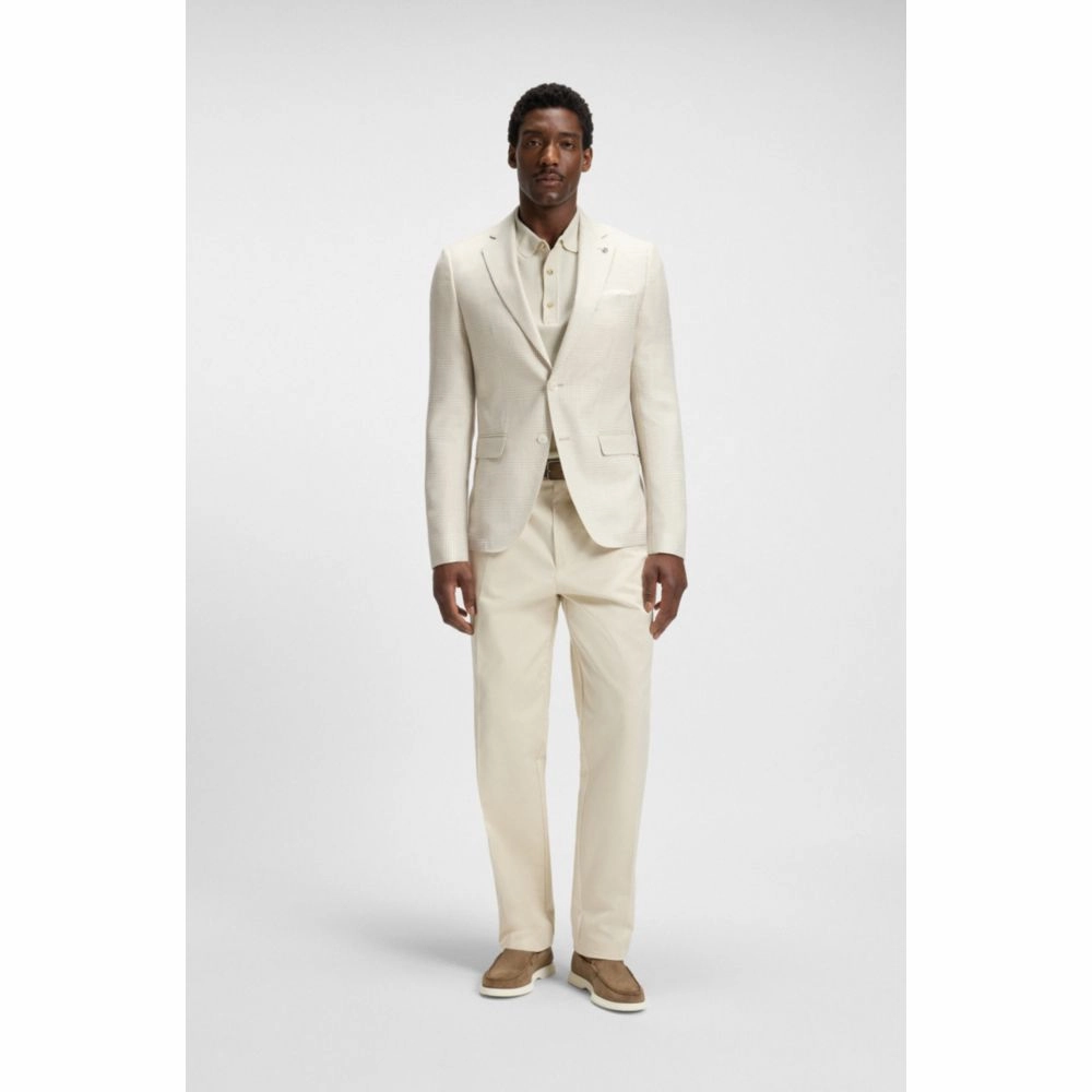 Slim-fit blazer in checked wool, silk and linen