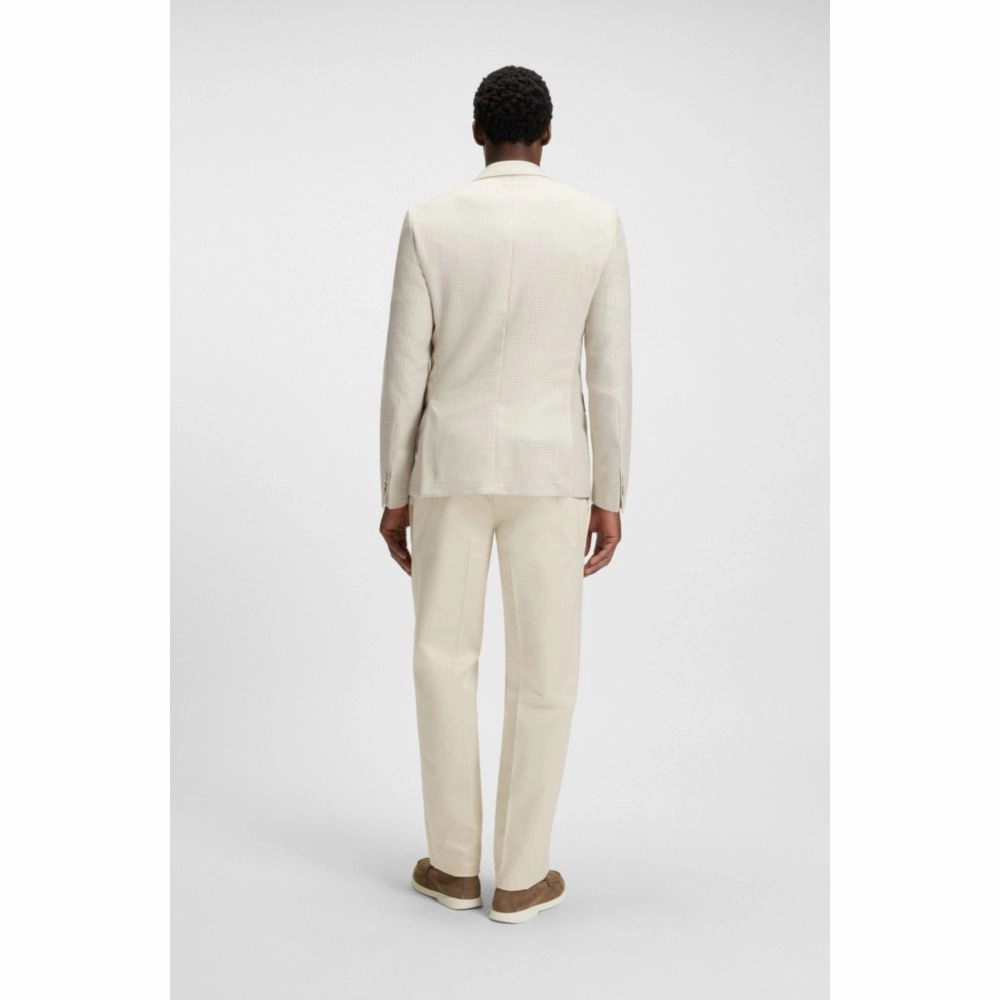 Slim-fit blazer in checked wool, silk and linen