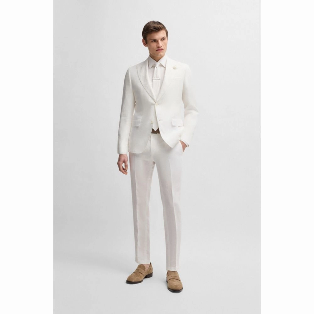 Slim-fit blazer in linen canvas
