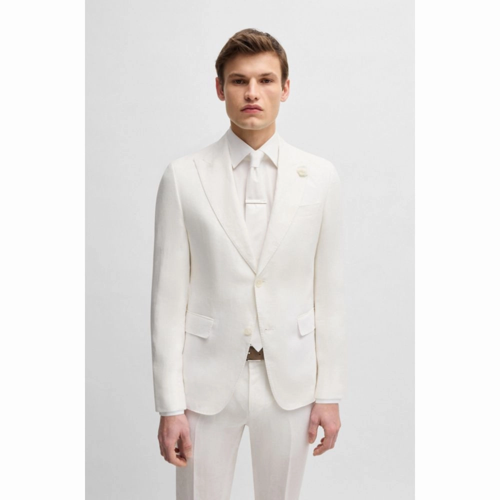 Slim-fit blazer in linen canvas