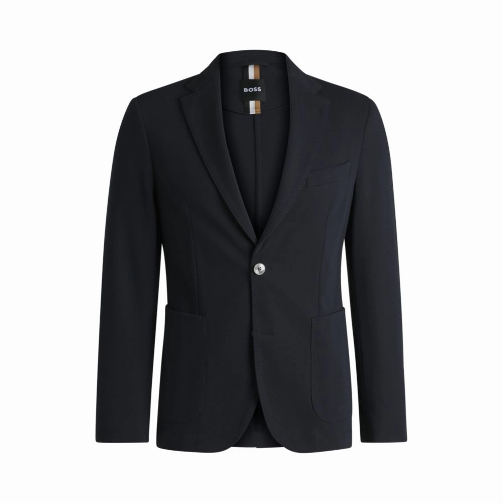 Slim-fit blazer in micro-patterned cotton