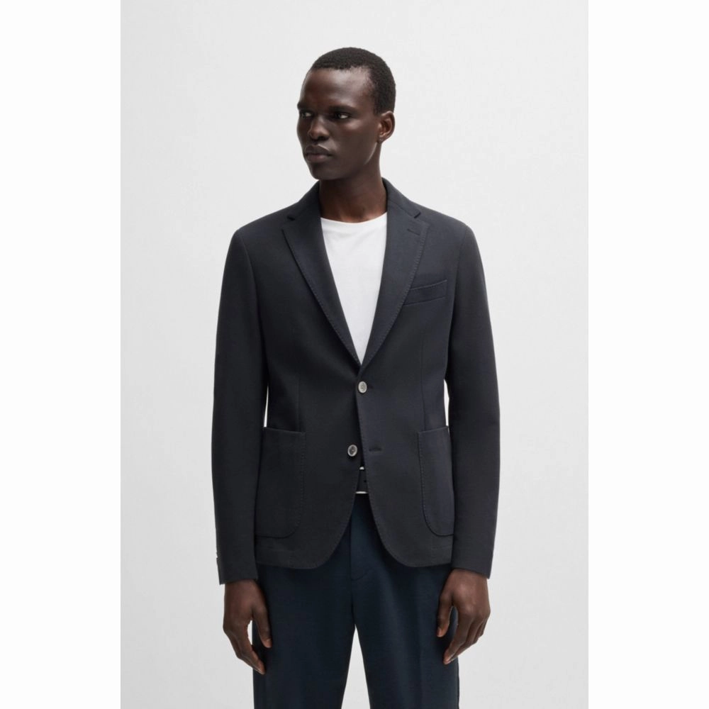 Slim-fit blazer in micro-patterned cotton