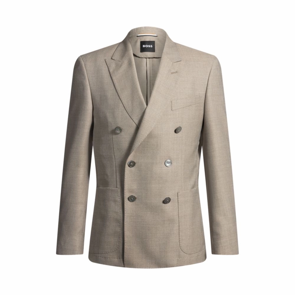 Slim-fit blazer in patterned virgin wool