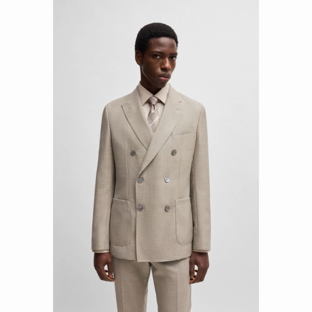 Slim-fit blazer in patterned virgin wool