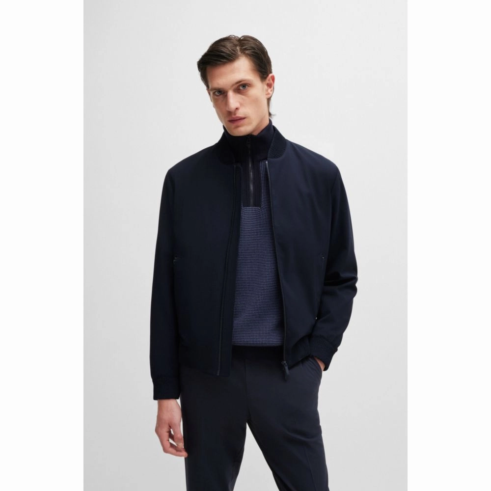 Slim-fit blouson jacket in wool blend