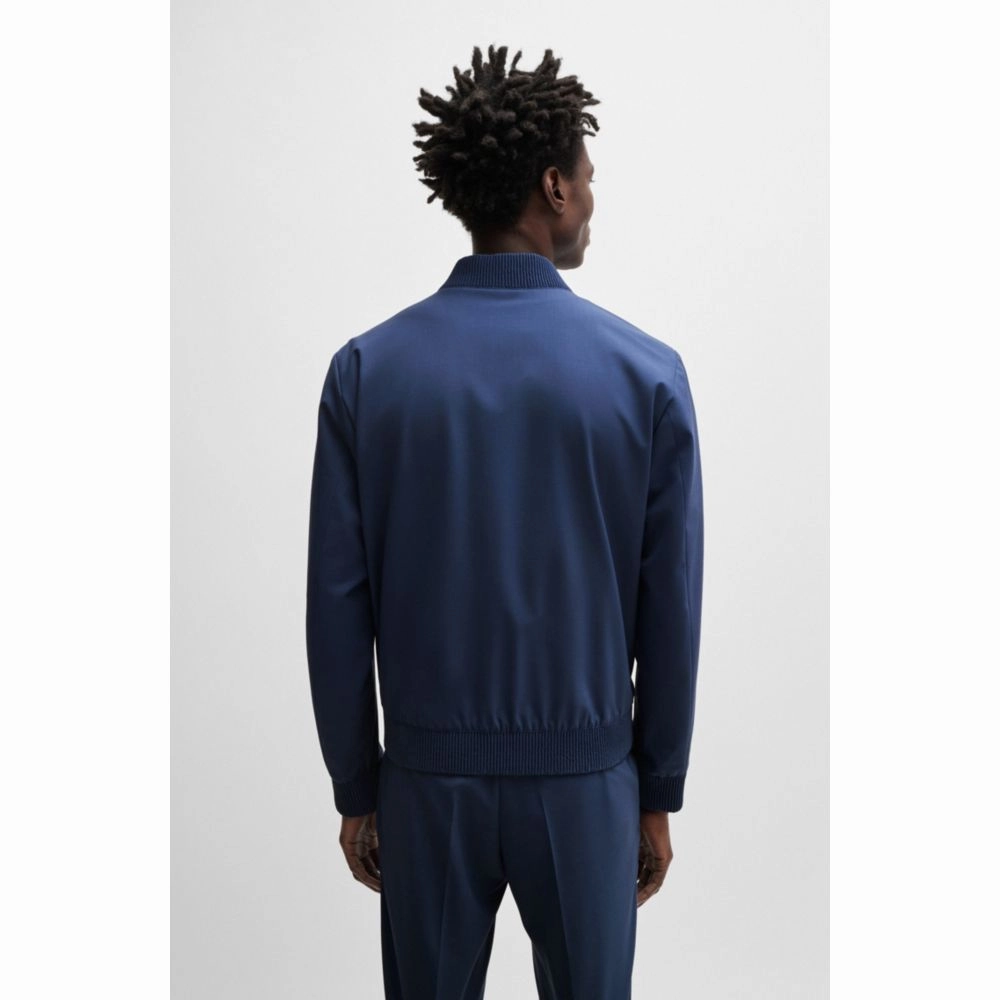 Slim-fit blouson jacket in wool blend