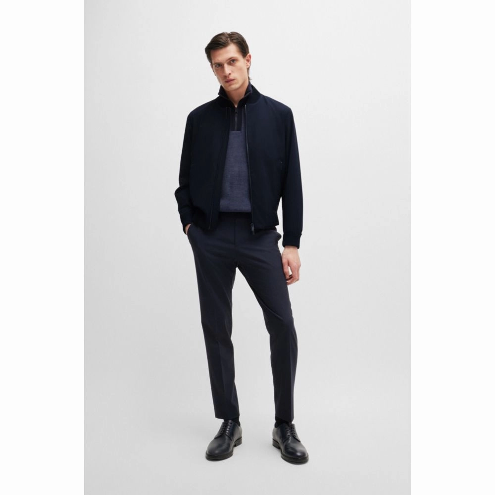 Slim-fit blouson jacket in wool blend