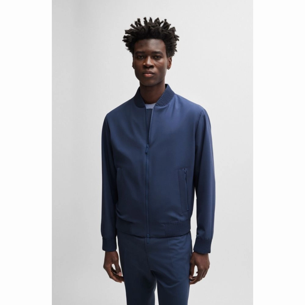 Slim-fit blouson jacket in wool blend