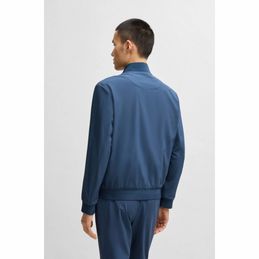 Slim-fit blouson jacket with knitted trims