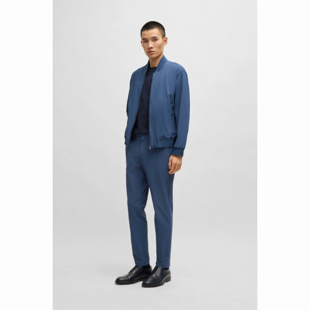 Slim-fit blouson jacket with knitted trims