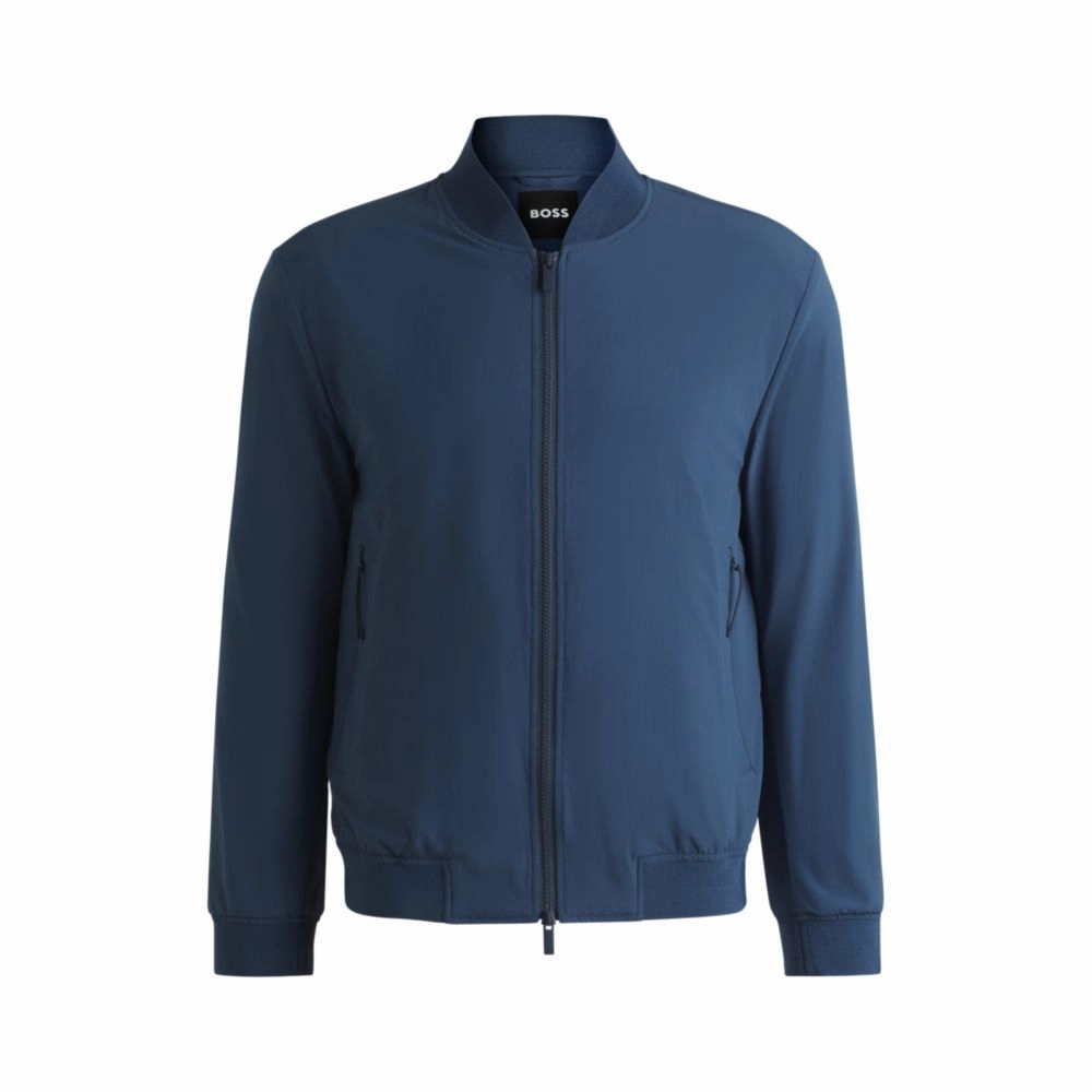 Slim-fit blouson jacket with knitted trims