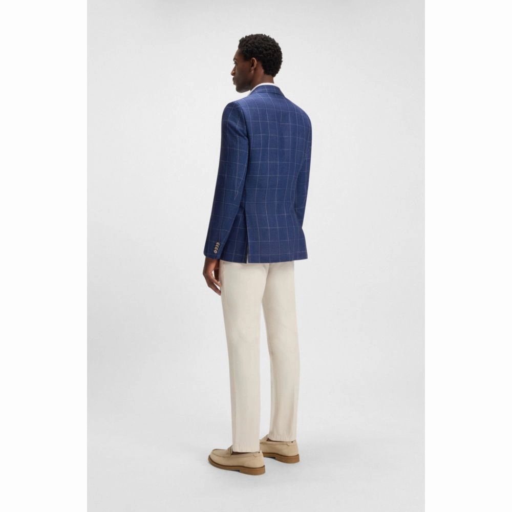 Slim-fit jacket in a checked linen blend