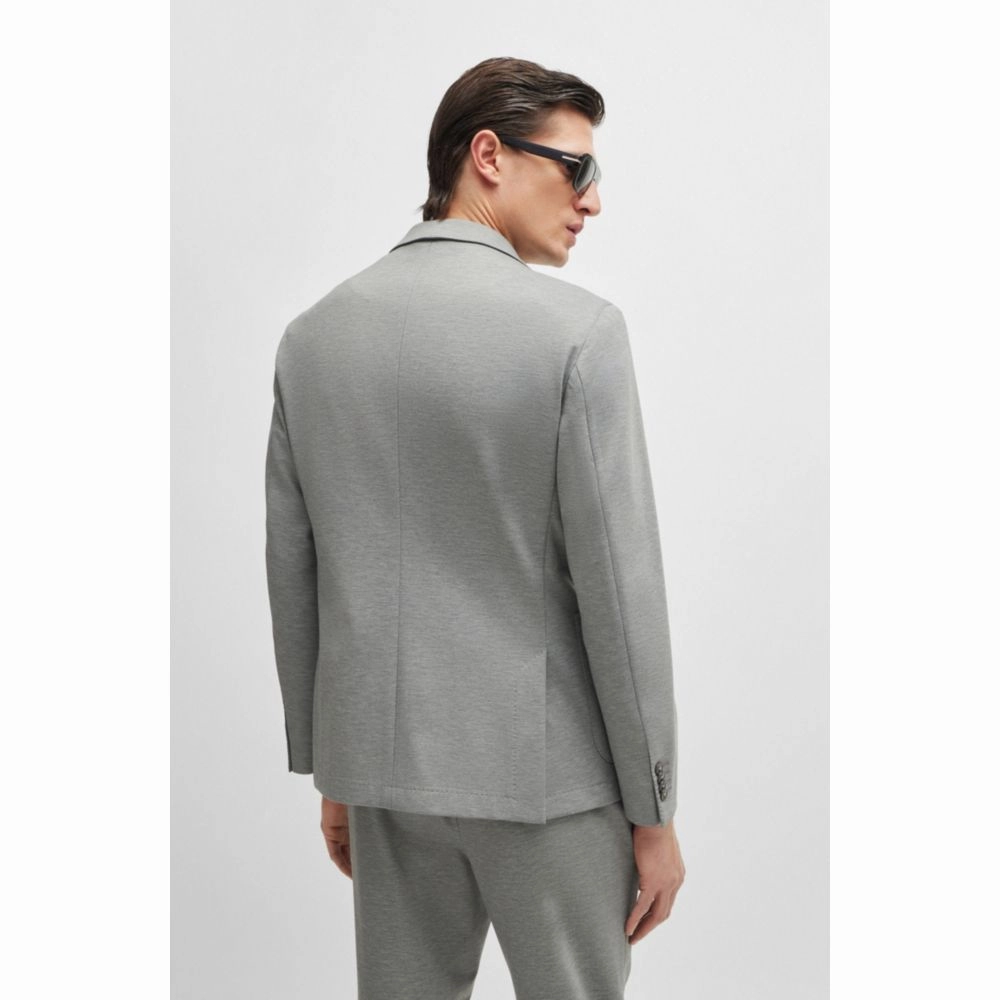 Slim-fit jacket in melange interlock jersey